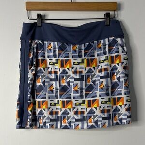 Geometric Patterned Skort - Blue and Orange